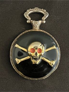 Vintage Infinity Quartz Gold Skull & Crossbones Pocket Watch